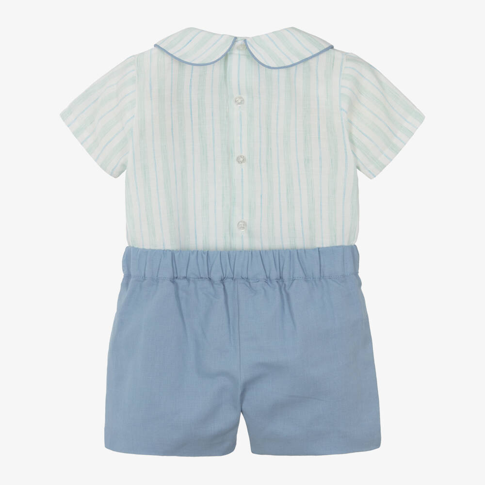 Beatrice & George-Boys Blue Linen Blend Ensemble | Childrensalon Outlet