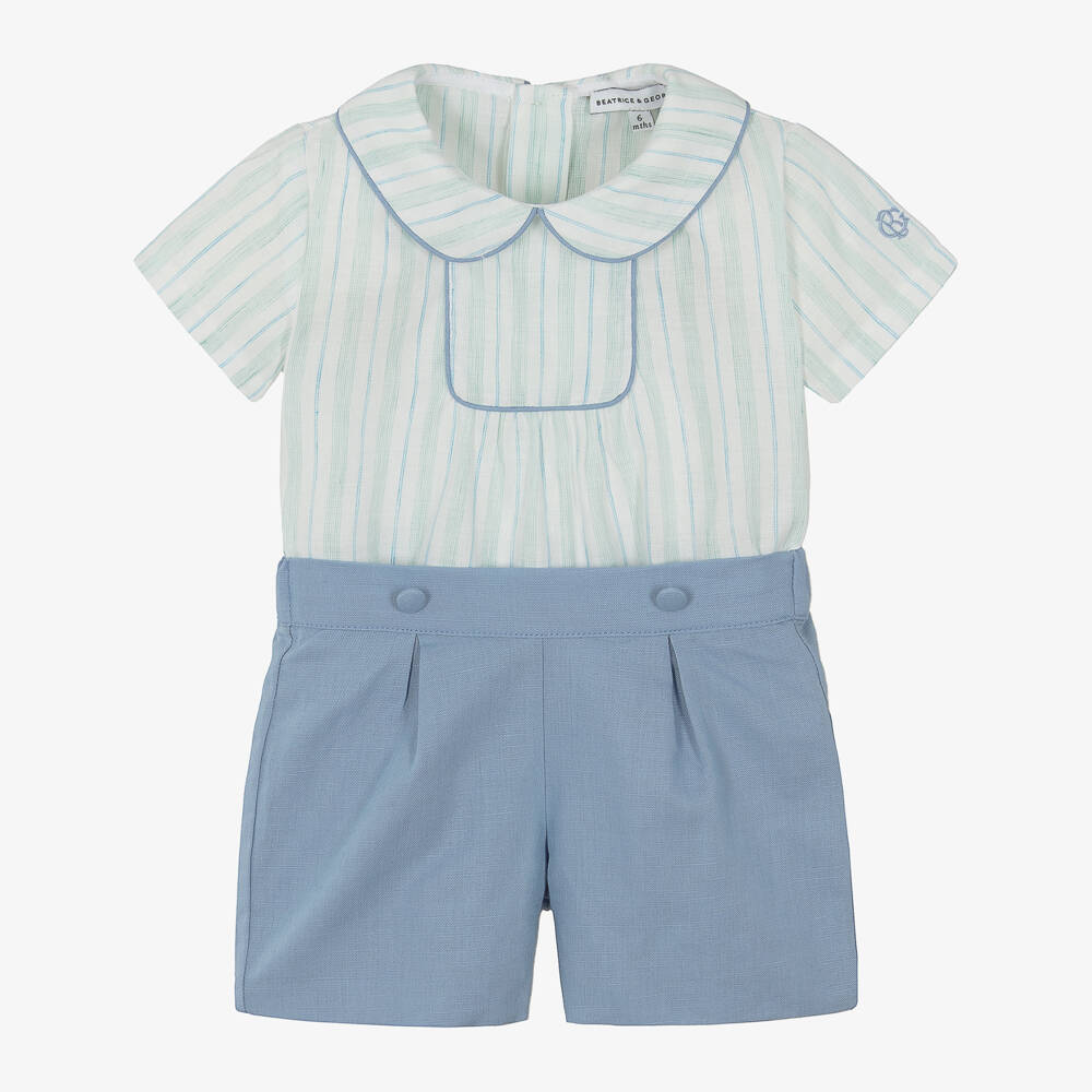 Beatrice & George-Комплект из льняной смеси синий для мальчиков | Childrensalon Outlet