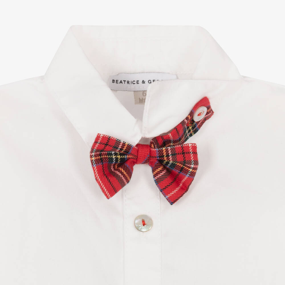 بياتريس آند جورج-بدلة رسمية أطفال ولادي قطن تارتان لون أحمر و أزرق | Childrensalon Outlet