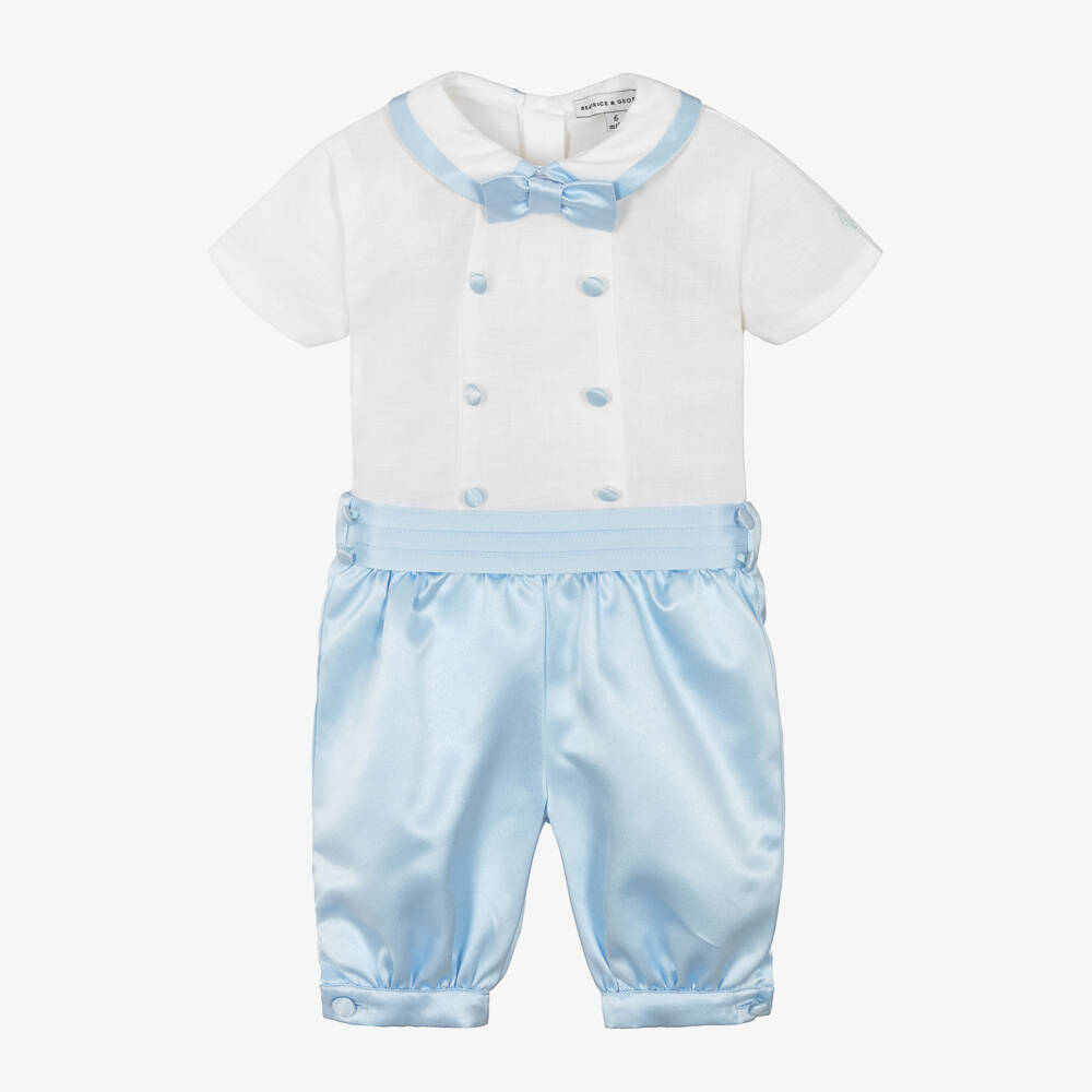 Beatrice & George-Boys Blue Satin Elegance Ensemble | Childrensalon Outlet