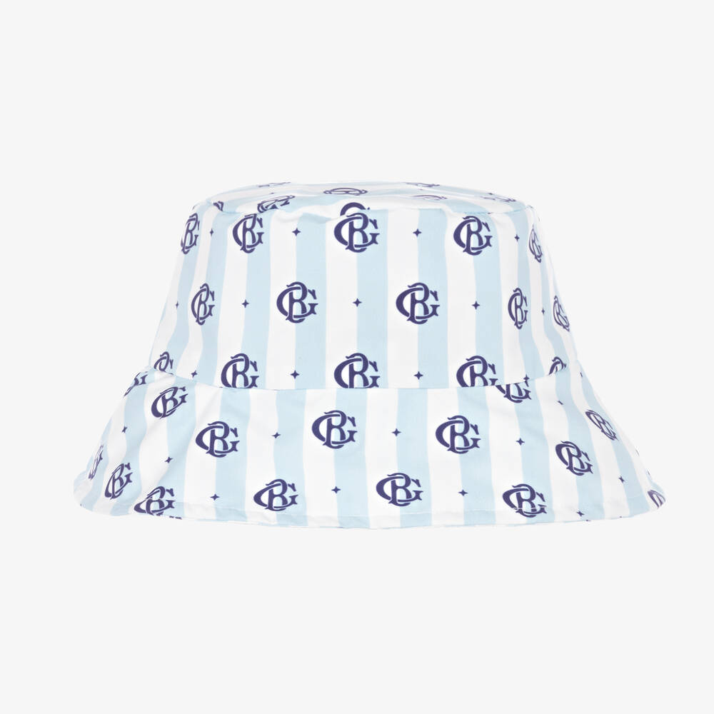 Beatrice & George-Boys Blue Stripe Monogram Bucket Hat | Childrensalon Outlet