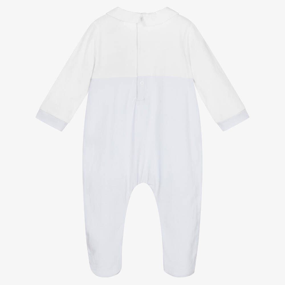 بياتريس آند جورج-أفرول بيبي غرو قطن جيرسي أبيض وأزرق فاتح للمواليد | Childrensalon Outlet