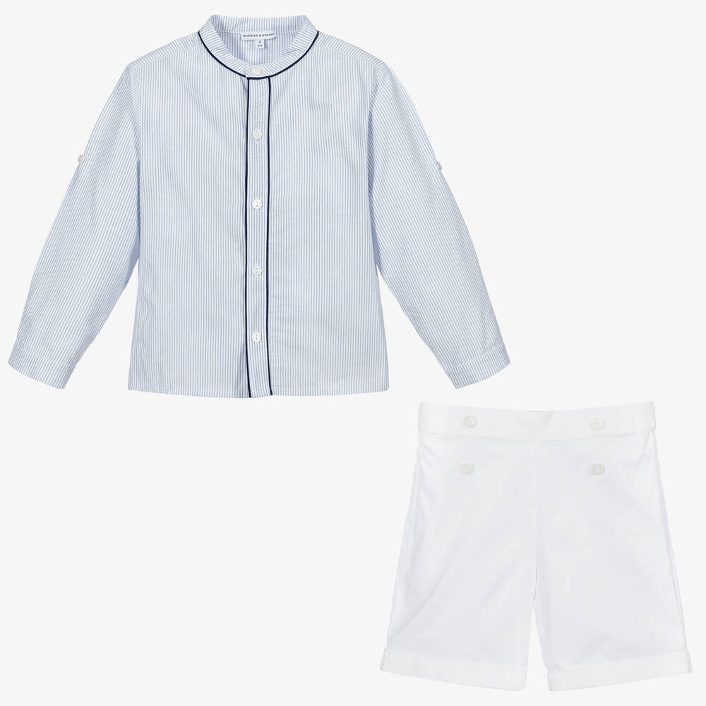 Beatrice & George-Бело-голубой комплект с шортами для мальчиков | Childrensalon Outlet