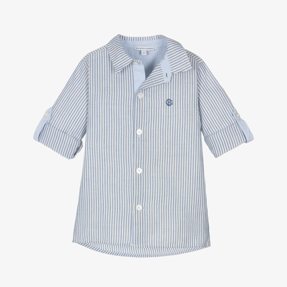 Beatrice & George-Boys Classic Blue Oxford Shirt | Childrensalon Outlet