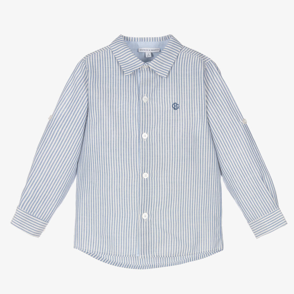 Beatrice & George-Boys Classic Blue Oxford Shirt | Childrensalon Outlet