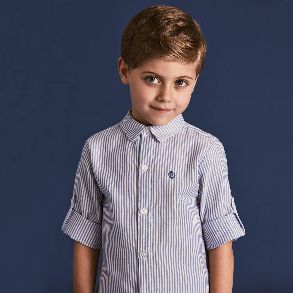Beatrice & George-Boys Classic Blue Oxford Shirt | Childrensalon Outlet