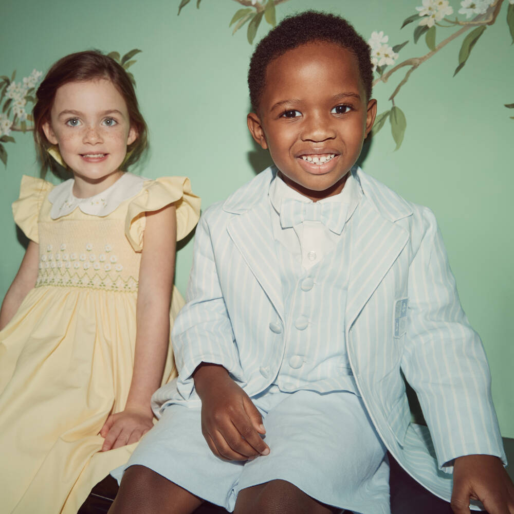 Beatrice & George-Boys Classic Blue Striped Ensemble | Childrensalon Outlet