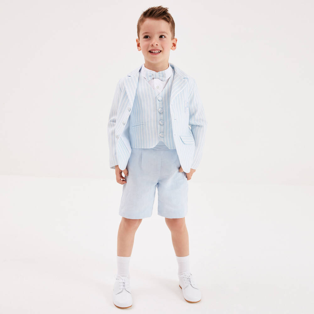 Beatrice & George-Boys Classic Blue Striped Ensemble | Childrensalon Outlet