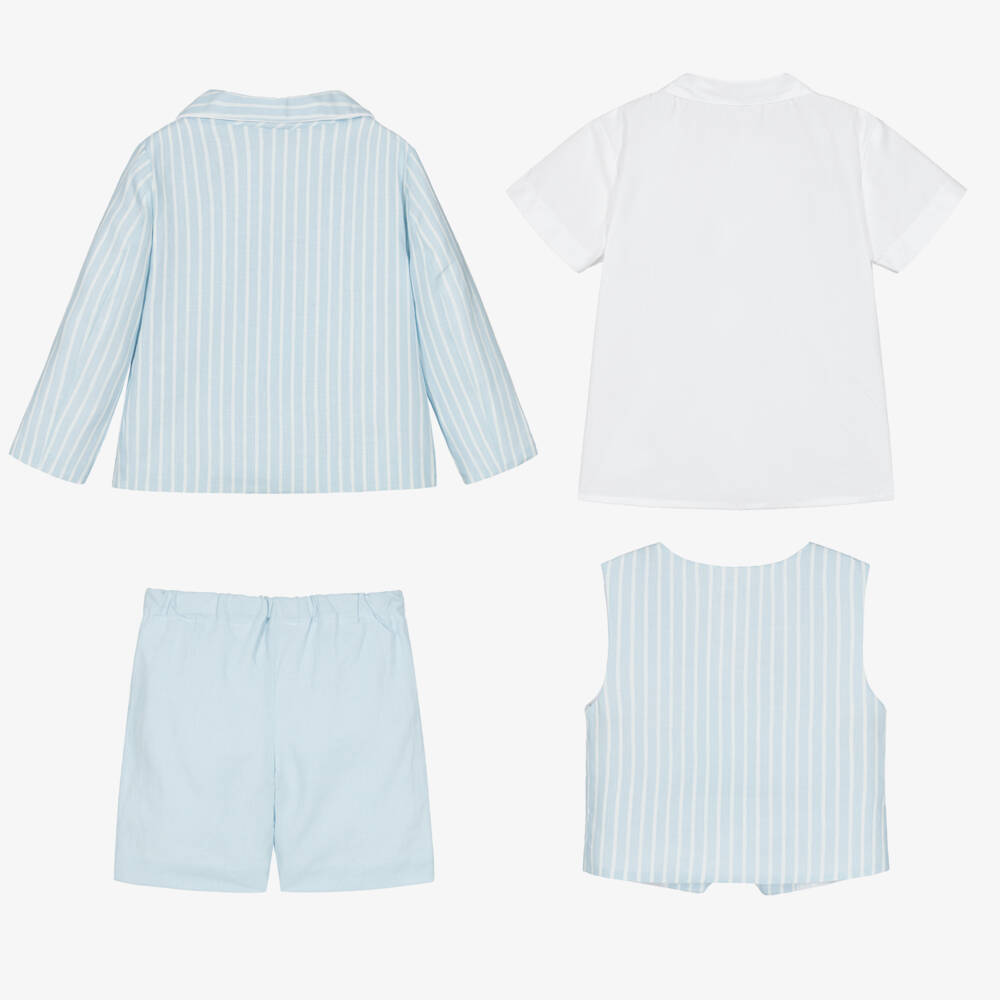 Beatrice & George-Boys Classic Blue Striped Ensemble | Childrensalon Outlet