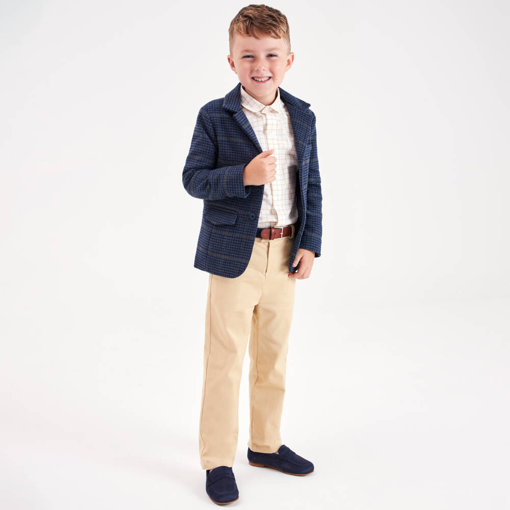 Beatrice & George-Boys Classic Blue Tweed Jacket | Childrensalon Outlet