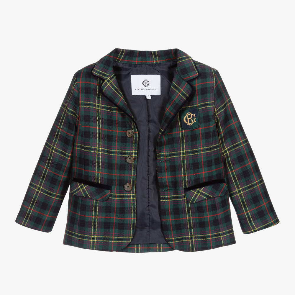 Beatrice & George-Boys Classic Green Plaid Suit | Childrensalon Outlet