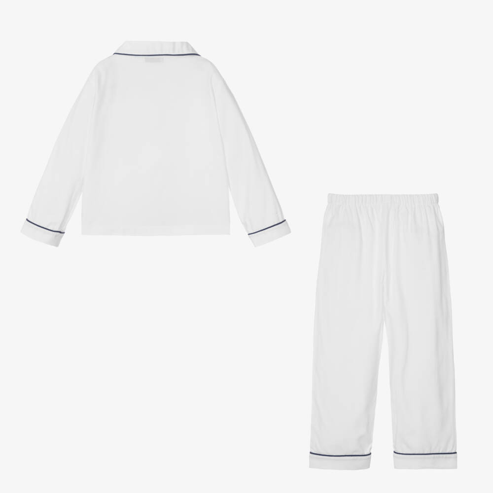 Beatrice & George-Классические белые вышитые пижамы для мальчиков | Childrensalon Outlet