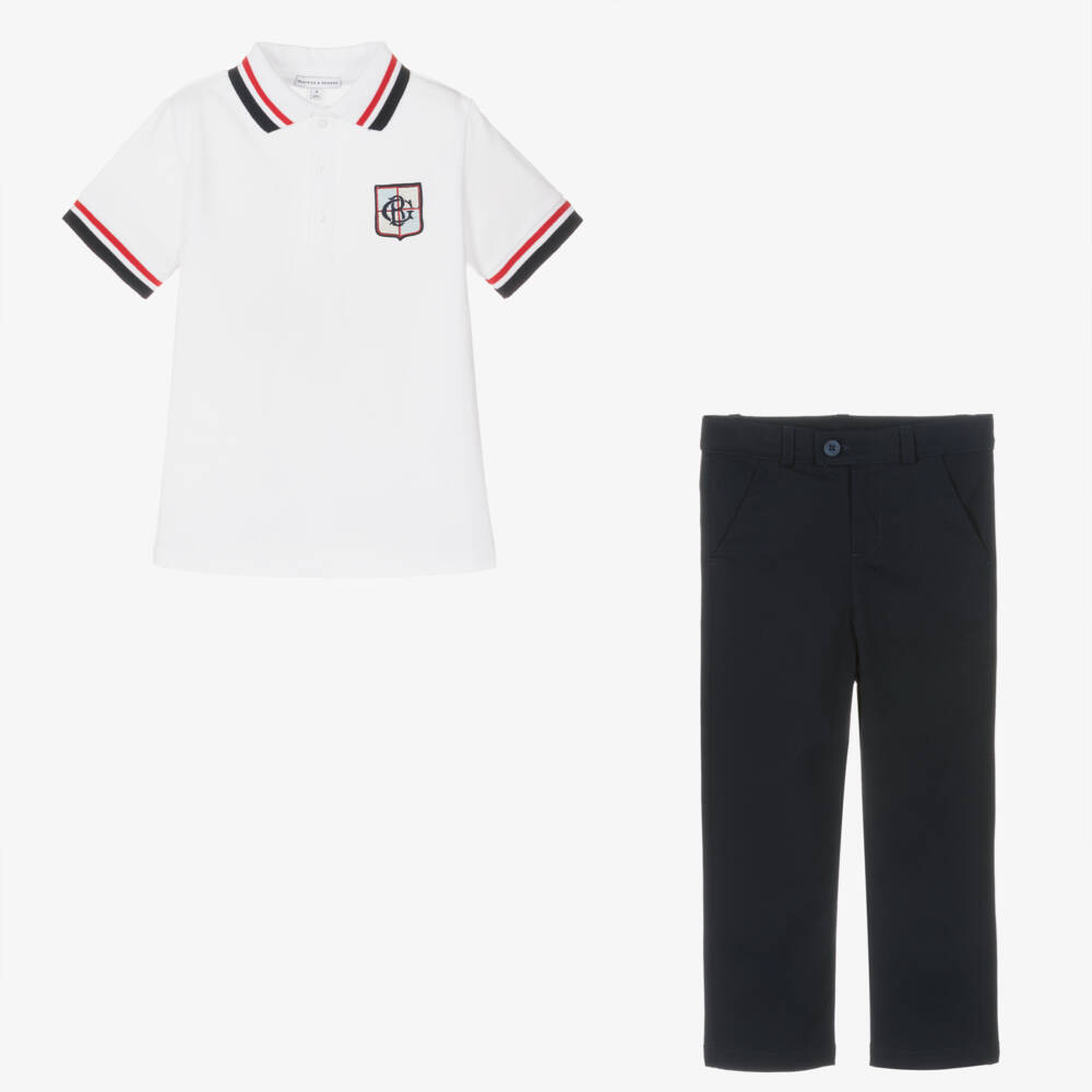 Beatrice & George-Boys Cotton Polo and Trouser Ensemble | Childrensalon Outlet