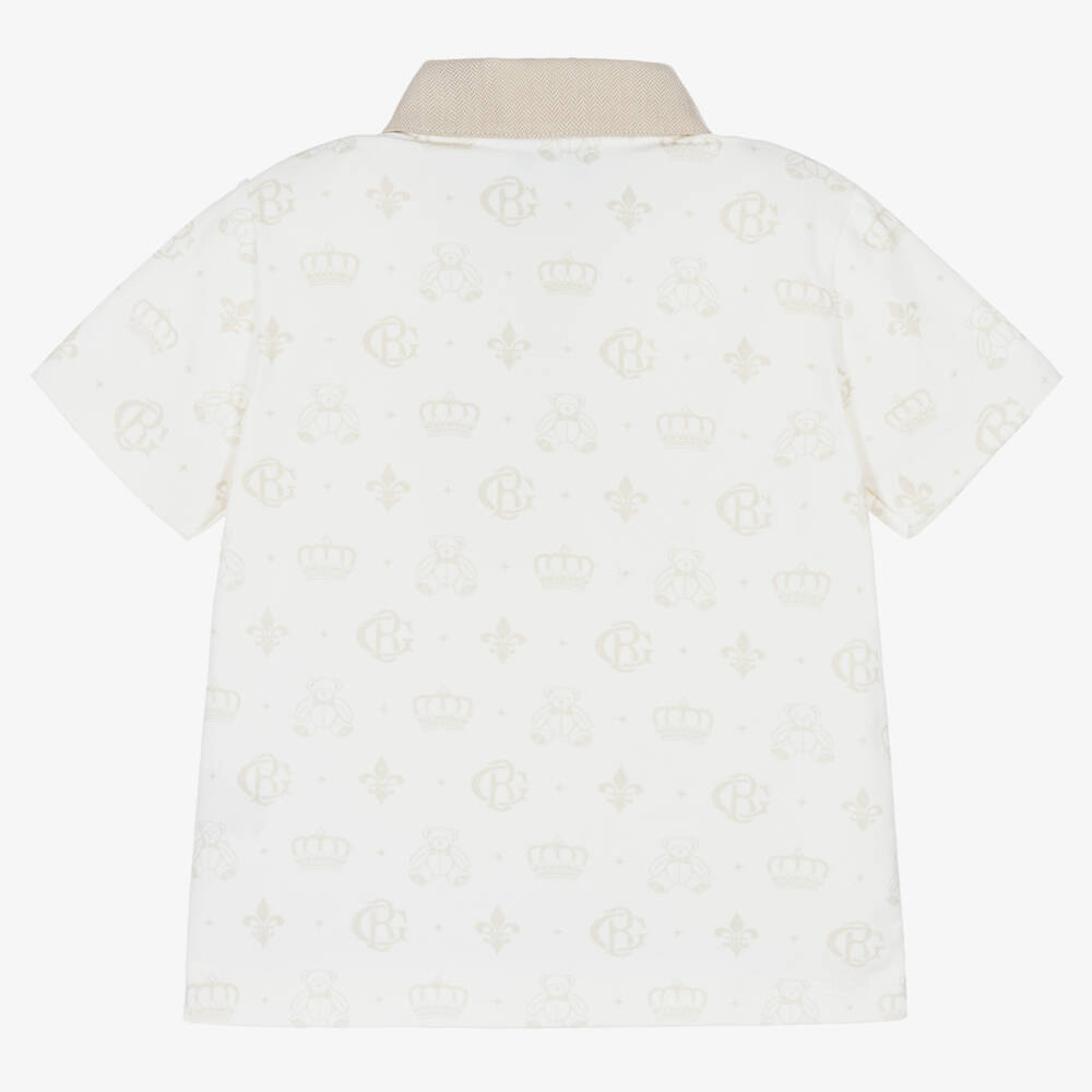 Beatrice & George-Boys Creamy Monogrammed Polo Set | Childrensalon Outlet