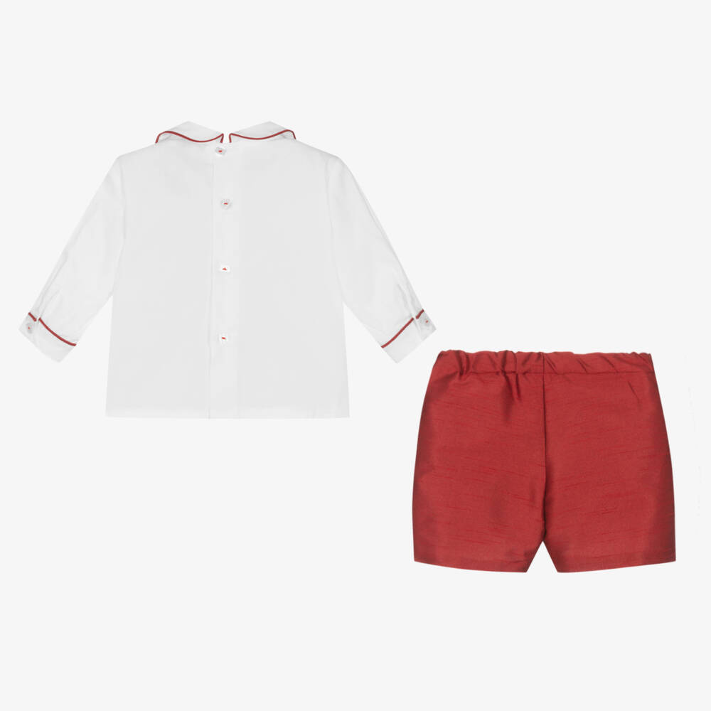 بياتريس آند جورج-بِدلة رسمية أطفال ولادي قطن لون أبيض وأحمر | Childrensalon Outlet