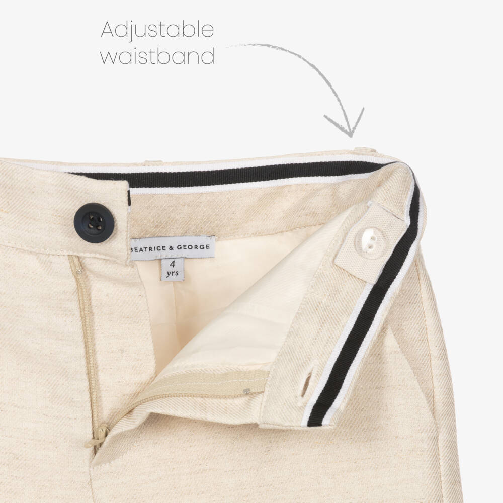 Beatrice & George-Boys Elegant Beige Linen Ensemble | Childrensalon Outlet