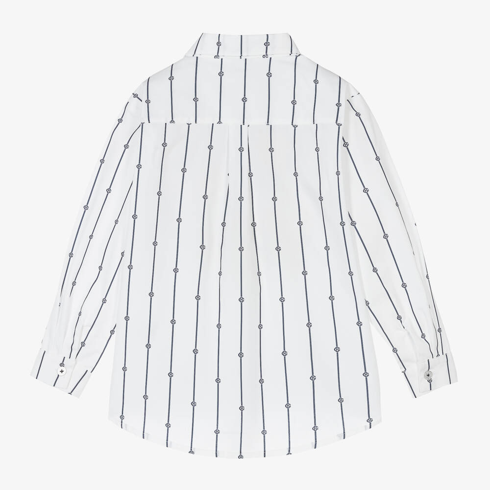 Beatrice & George-Boys Elegant White & Navy Stripe Ensemble | Childrensalon Outlet