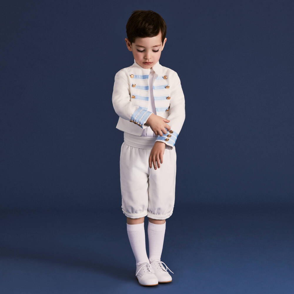 Beatrice & George-Boys Elegant White Officer Suit | Childrensalon Outlet