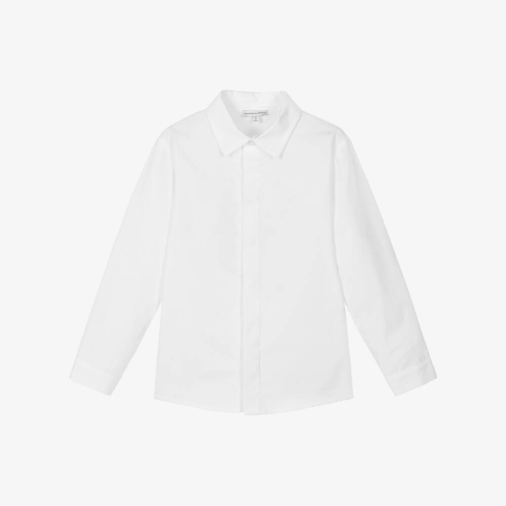 Beatrice & George-Boys Elegant White Ruffled Shirt | Childrensalon Outlet