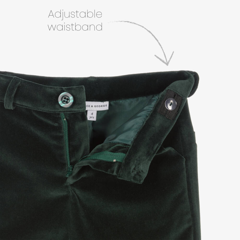 Beatrice & George-Boys Green Cotton Velvet Suit | Childrensalon Outlet
