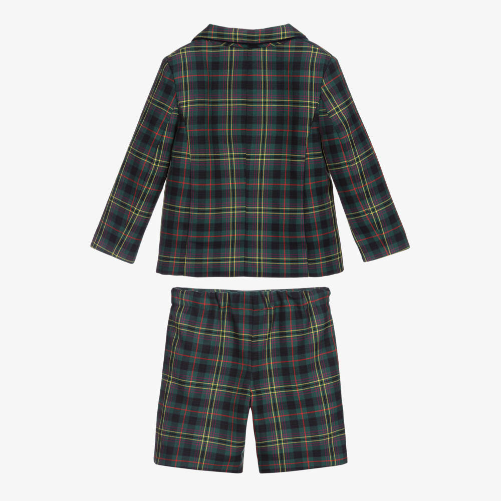 Beatrice & George-Boys Green Tartan Shorts Suit | Childrensalon Outlet