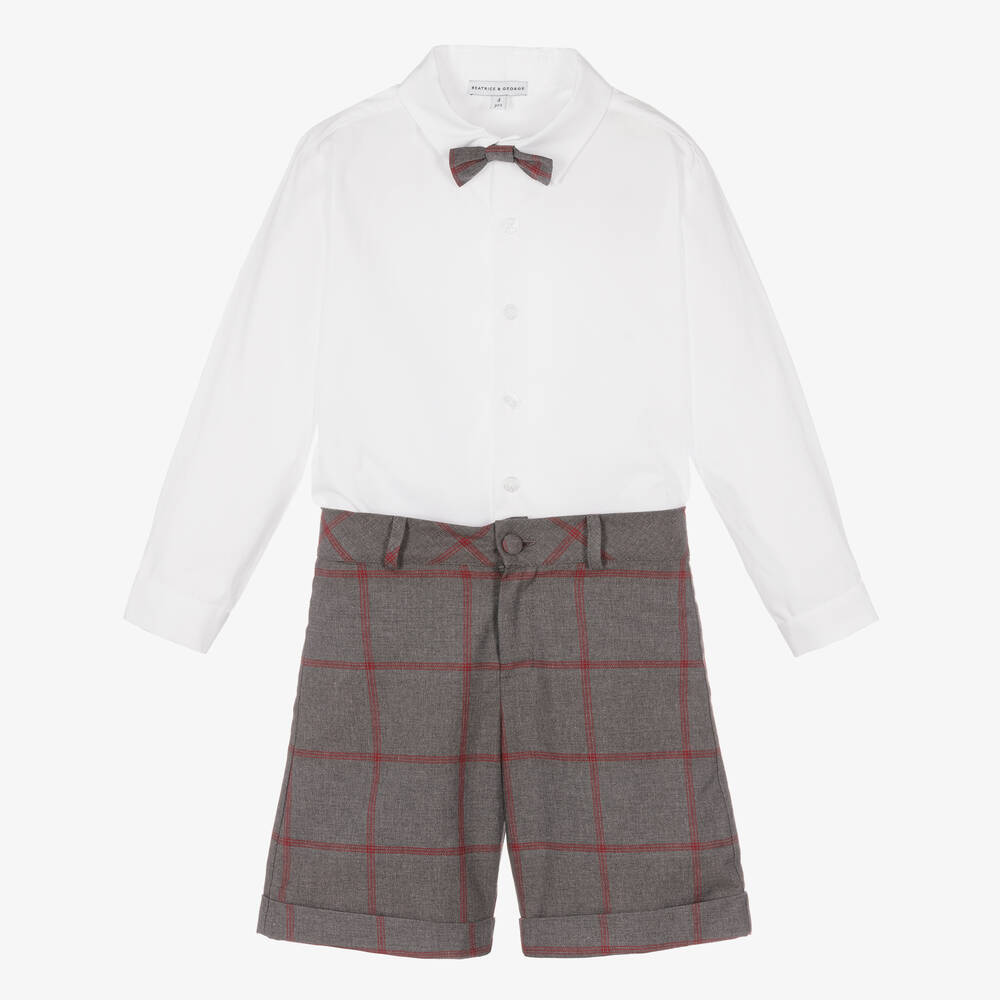 Beatrice & George - Ensemble short gris et rouge garçon | Childrensalon