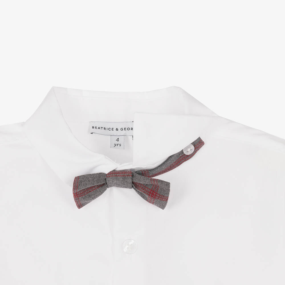 بياتريس آند جورج-طقم شورت كاروهات قطن لون رمادي وأبيض للأولاد | Childrensalon Outlet