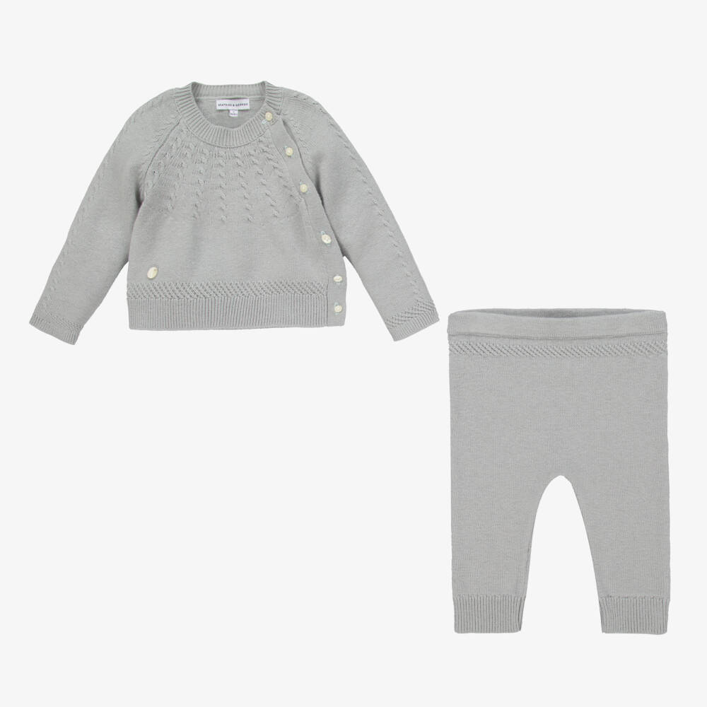 Beatrice & George-Boys Grey Knit Two-Piece Set | Childrensalon Outlet