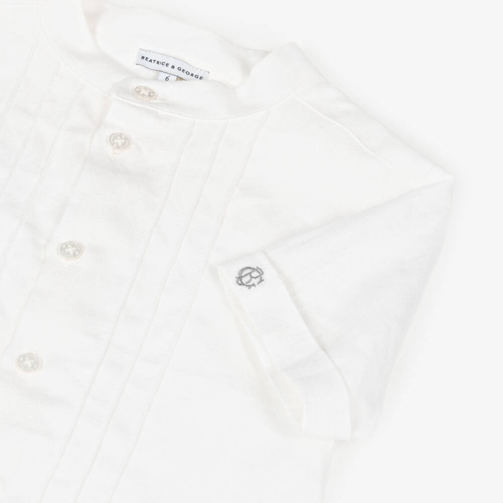 Beatrice & George-Boys Grey Linen Shorts Ensemble | Childrensalon Outlet