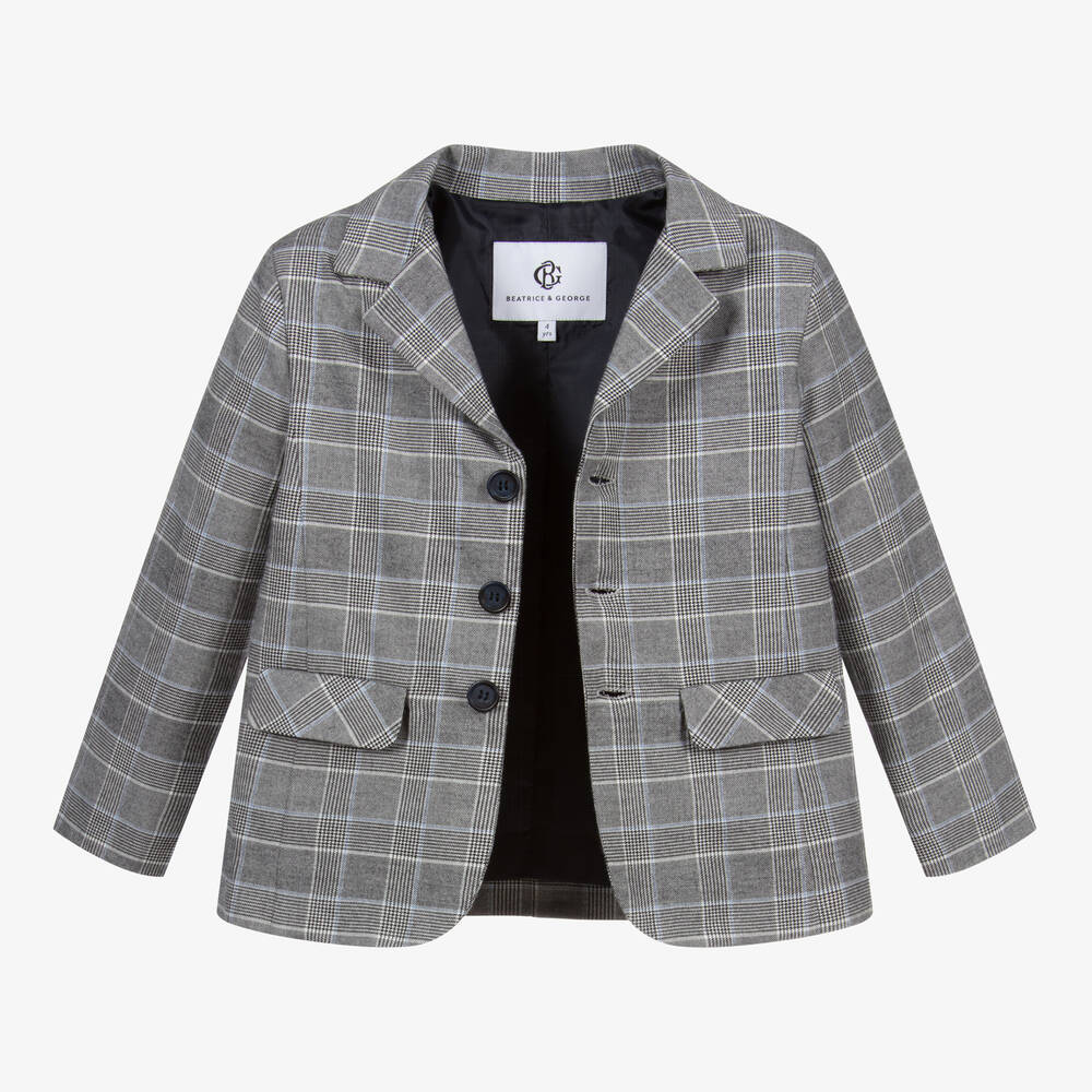 Beatrice & George-Костюм в серую клетку (3 предмета) | Childrensalon Outlet