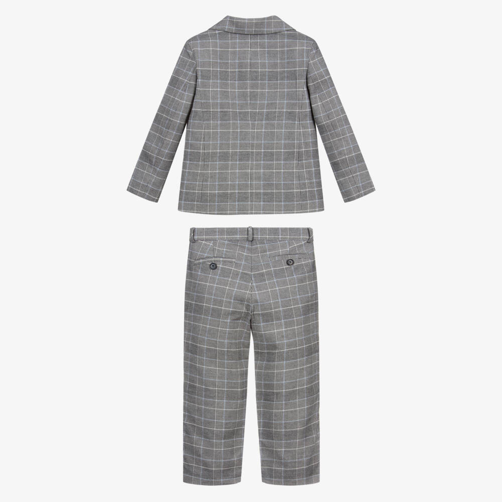 Beatrice & George-Boys Grey Prince of Wales Check Suit | Childrensalon Outlet