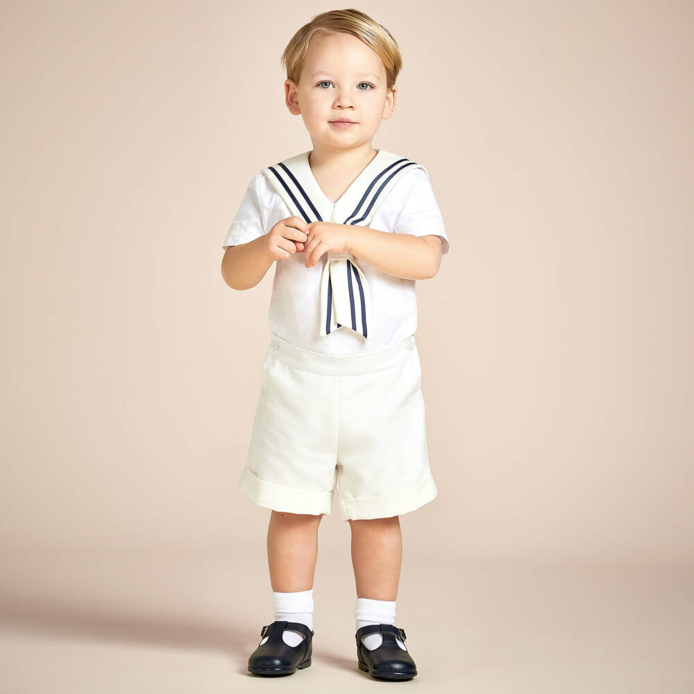 Beatrice & George-Boys Ivory Cotton Sailor Set | Childrensalon Outlet
