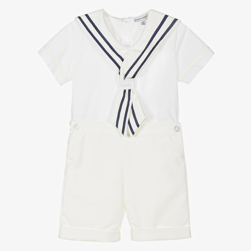 Beatrice & George-Boys Ivory Cotton Sailor Set | Childrensalon Outlet