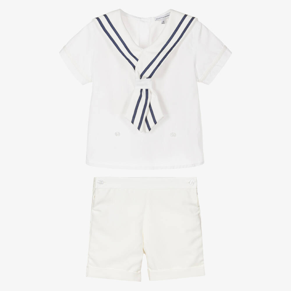 Beatrice & George-Boys Ivory Cotton Sailor Set | Childrensalon Outlet