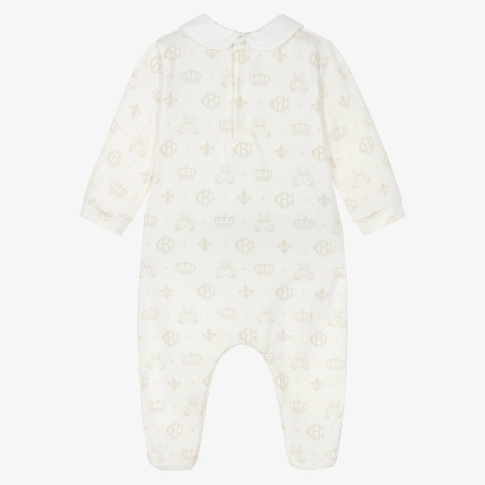 Beatrice & George-Boys Ivory Monogrammed Cotton Playsuit | Childrensalon Outlet