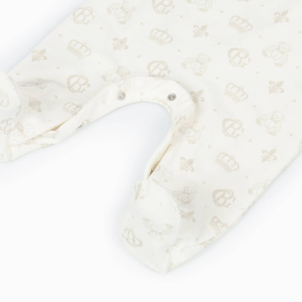 Beatrice & George-Boys Ivory Monogrammed Cotton Playsuit | Childrensalon Outlet