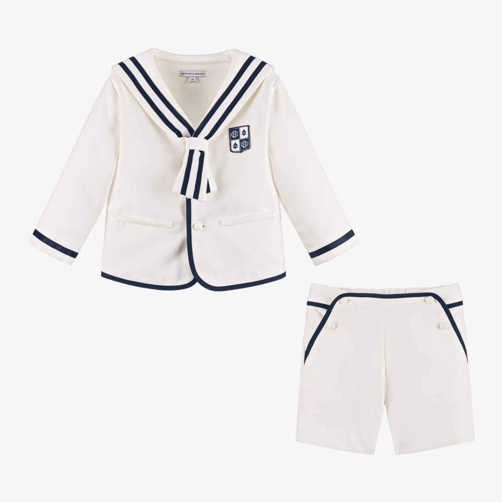 Beatrice & George-Boys Ivory Nautical Shorts Ensemble | Childrensalon Outlet