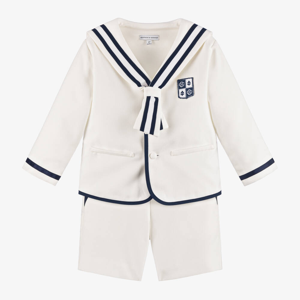 Beatrice & George-Boys Ivory Nautical Shorts Ensemble | Childrensalon Outlet