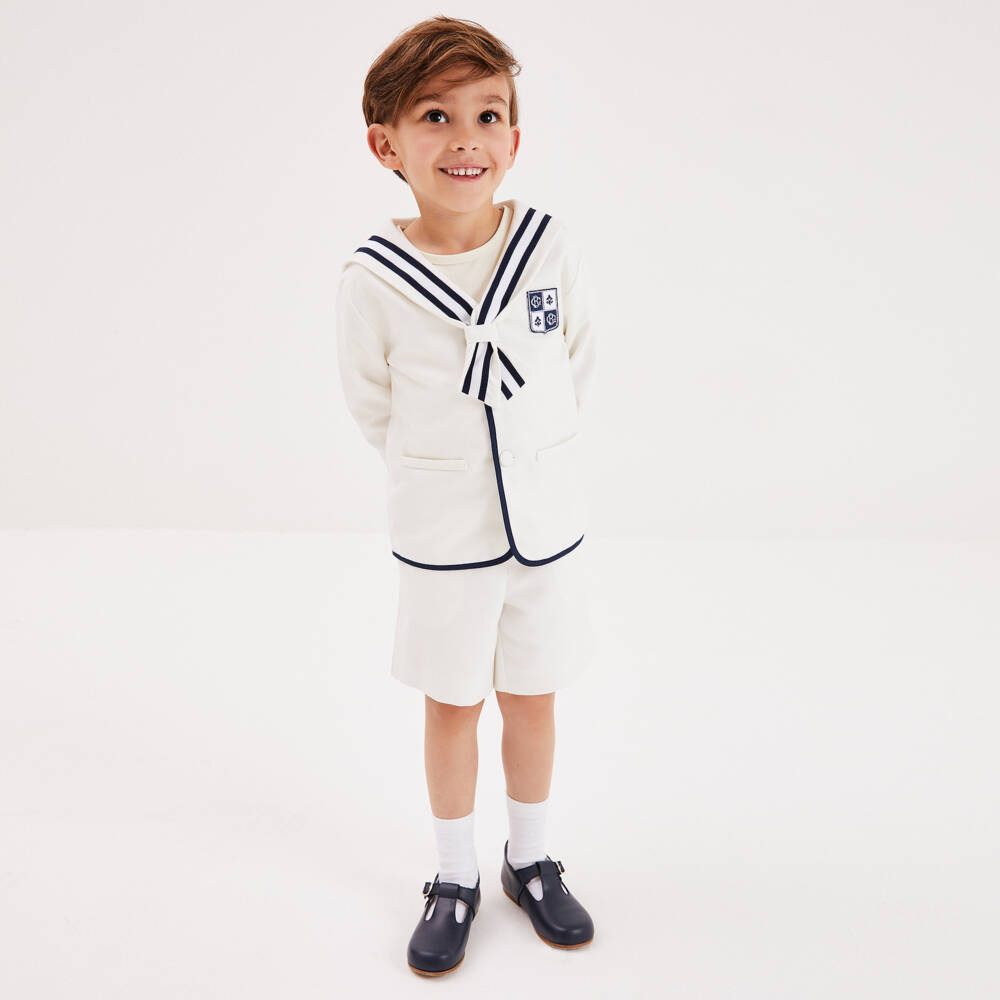 Beatrice & George-Boys Ivory Nautical Shorts Ensemble | Childrensalon Outlet