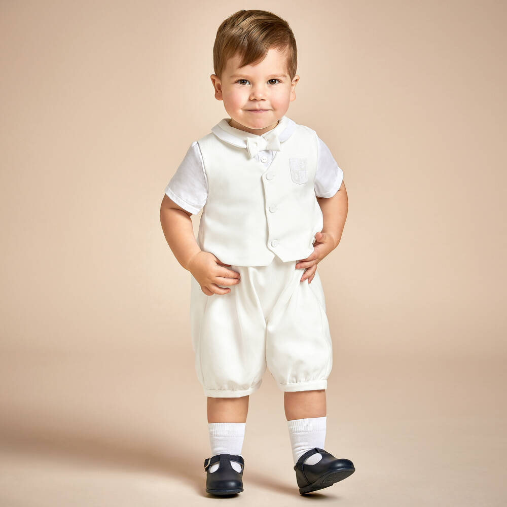 Beatrice & George-Boys Ivory Viscose Blend Shortie | Childrensalon Outlet