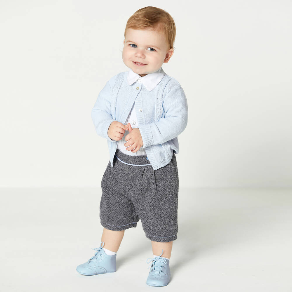 Beatrice & George-Boys Knitted Blue Grey Ensemble | Childrensalon Outlet