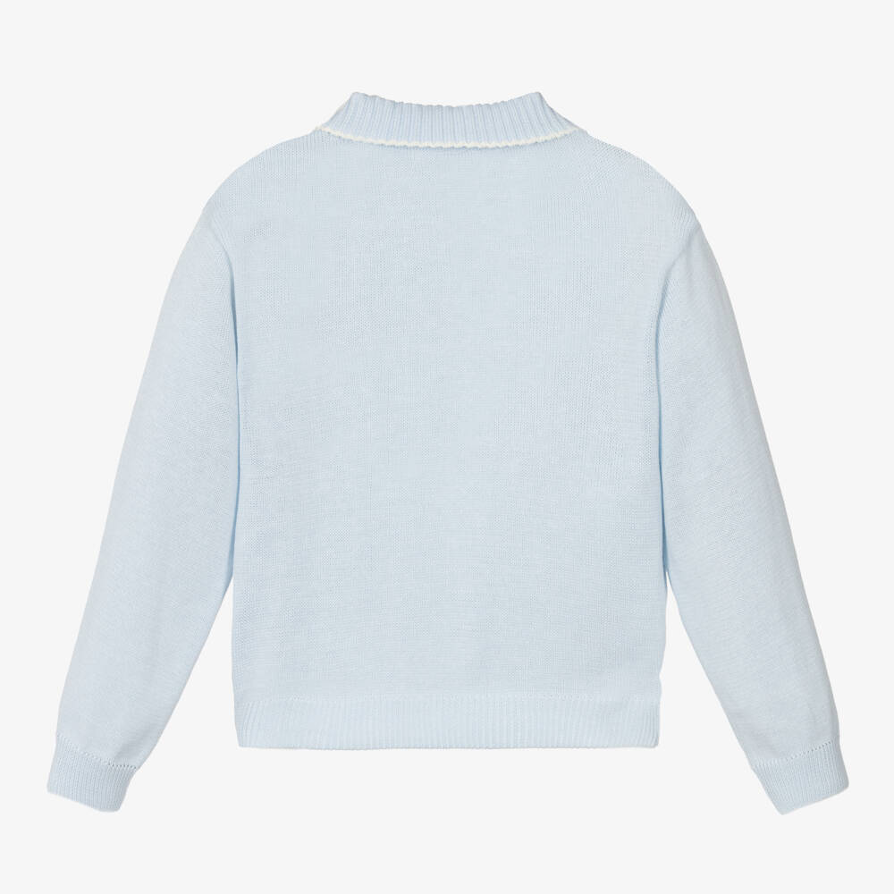Beatrice & George-Boys Light Blue Cotton Henley Jumper | Childrensalon Outlet