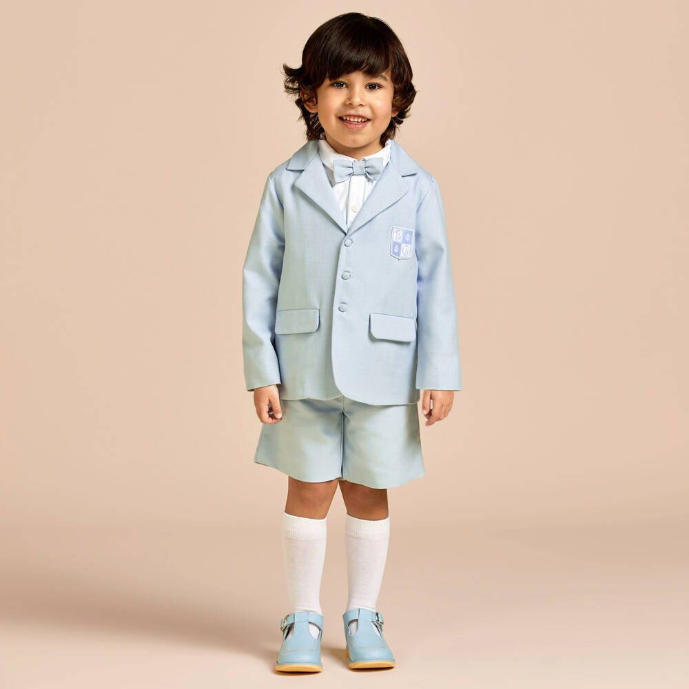 Beatrice & George-Boys Light Blue Shorts Ensemble | Childrensalon Outlet