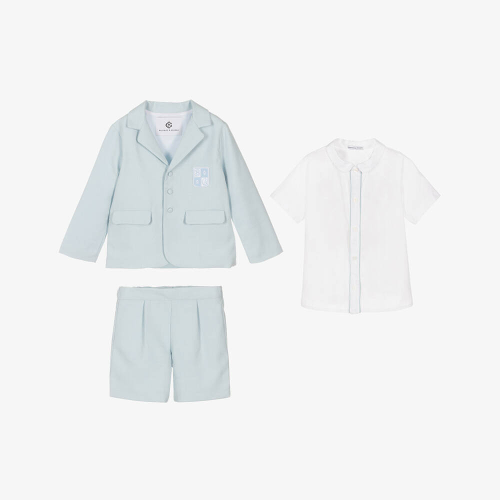 Beatrice & George-Boys Light Blue Shorts Ensemble | Childrensalon Outlet