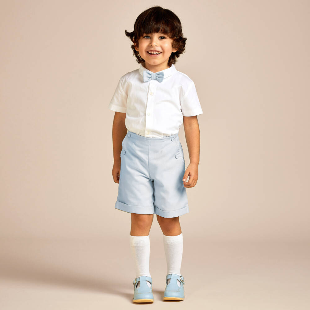 Beatrice & George-Boys Light Blue Shorts Ensemble | Childrensalon Outlet
