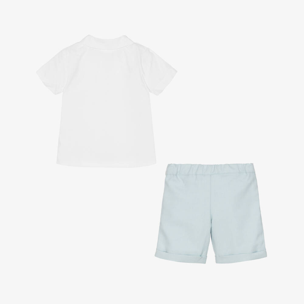 Beatrice & George-Boys Light Blue Shorts Ensemble | Childrensalon Outlet