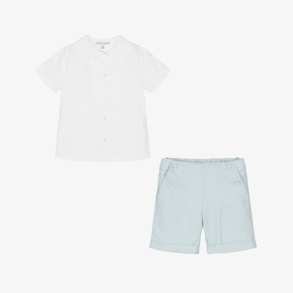 Beatrice & George-Boys Light Blue Shorts Ensemble | Childrensalon Outlet
