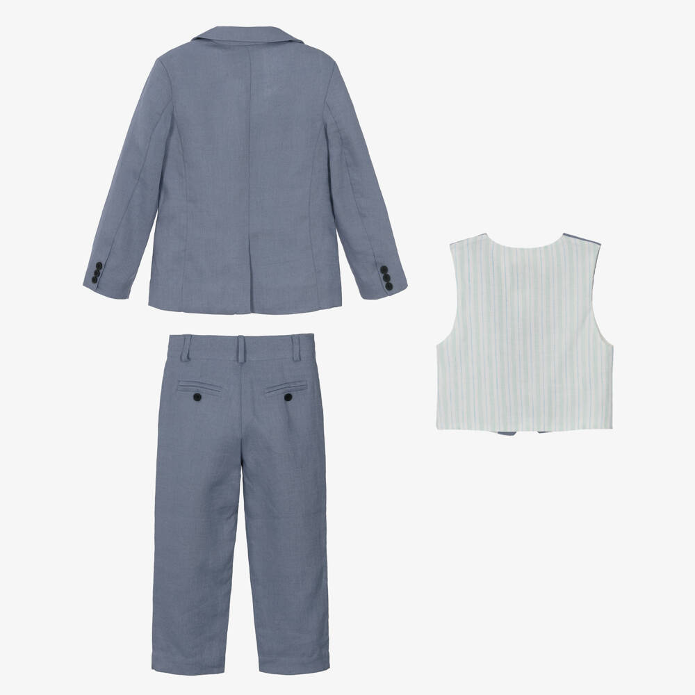 Beatrice & George-Boys Linen Ensemble in Cool Blue | Childrensalon Outlet