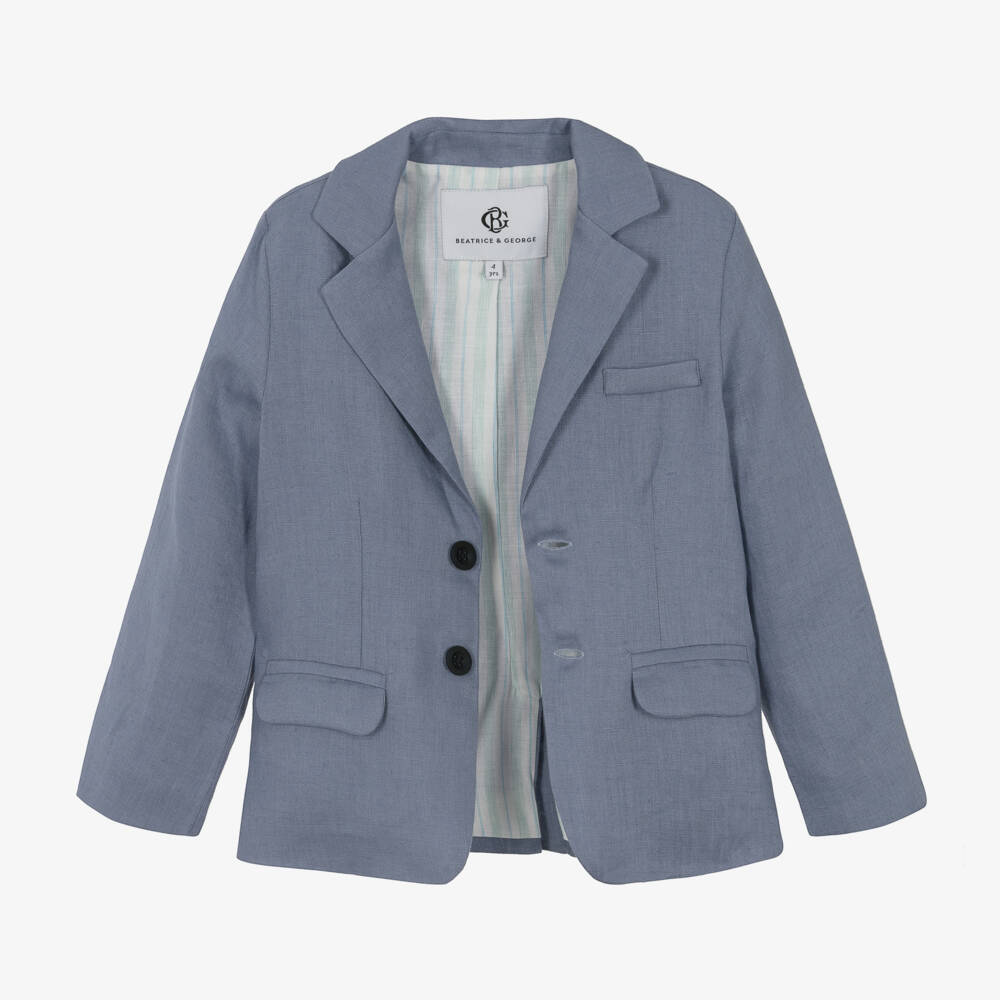 Beatrice & George-Boys Linen Ensemble in Cool Blue | Childrensalon Outlet