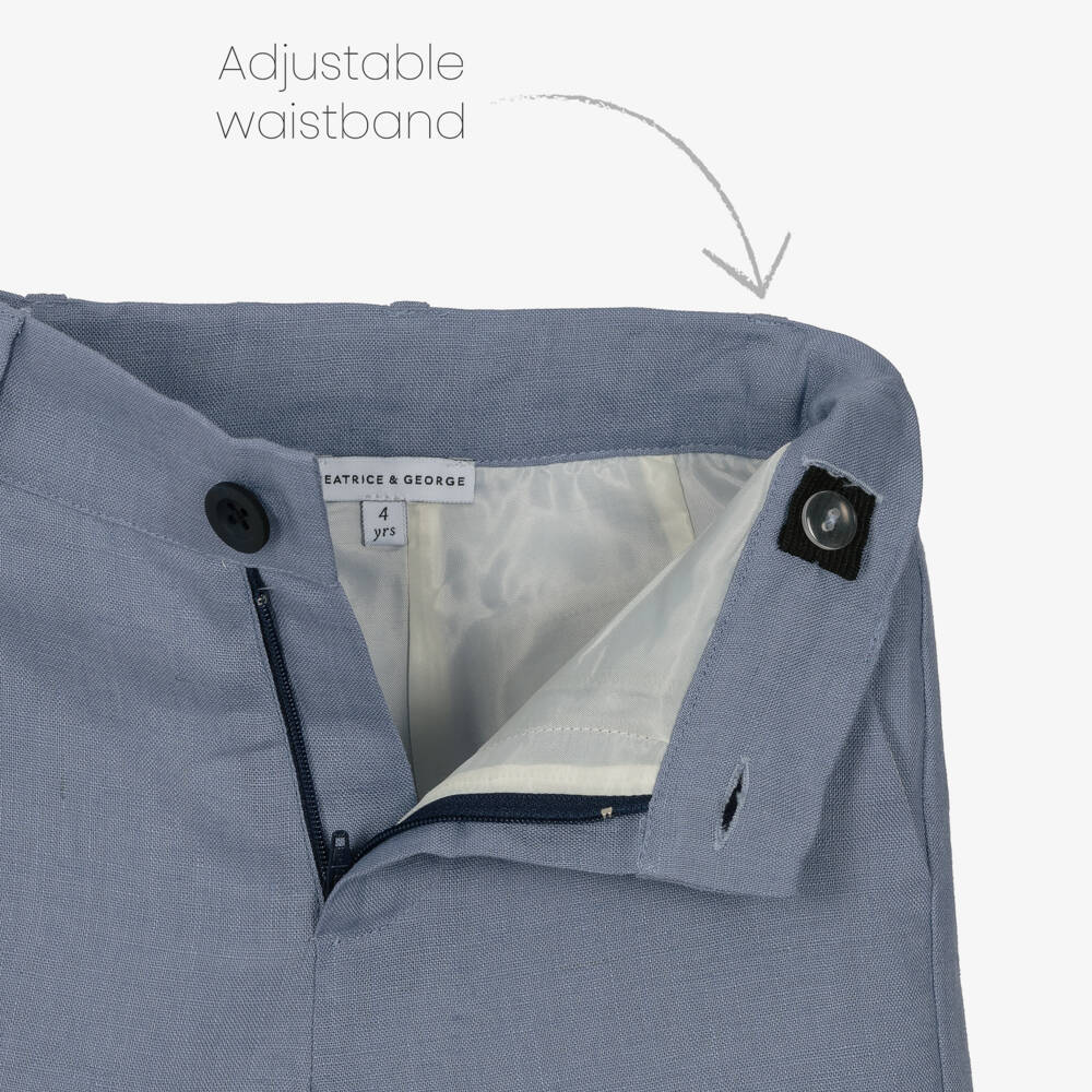 Beatrice & George-Boys Linen Ensemble in Cool Blue | Childrensalon Outlet